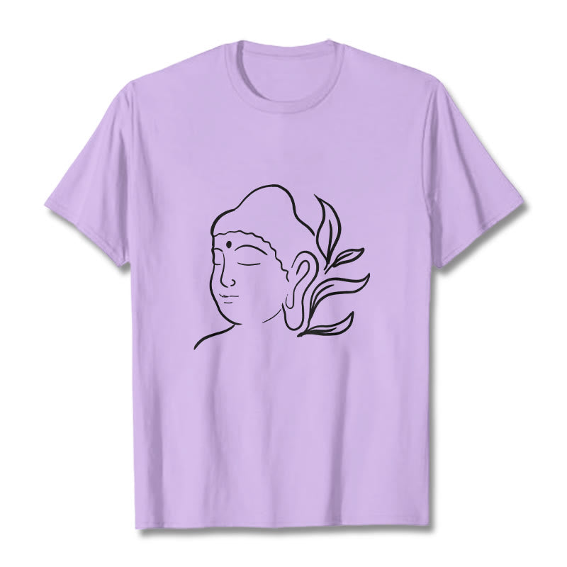Buddha Stones Casual Buddha Face Pattern Tee T-shirt - Plum - 2XL - image 17