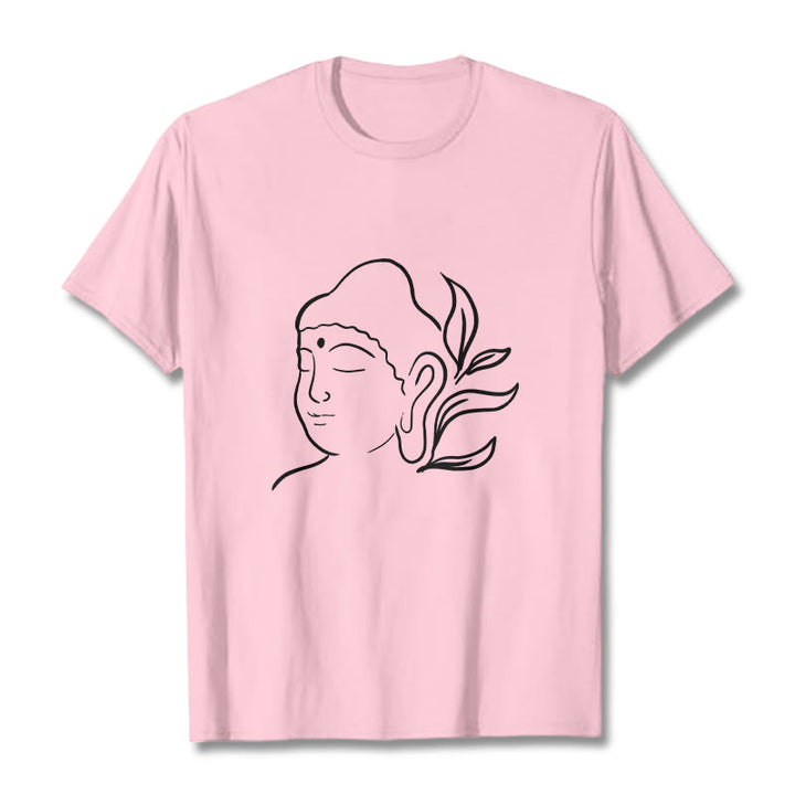 Buddha Stones Casual Buddha Face Pattern Tee T-shirt - LightPink - 2XL - image 13