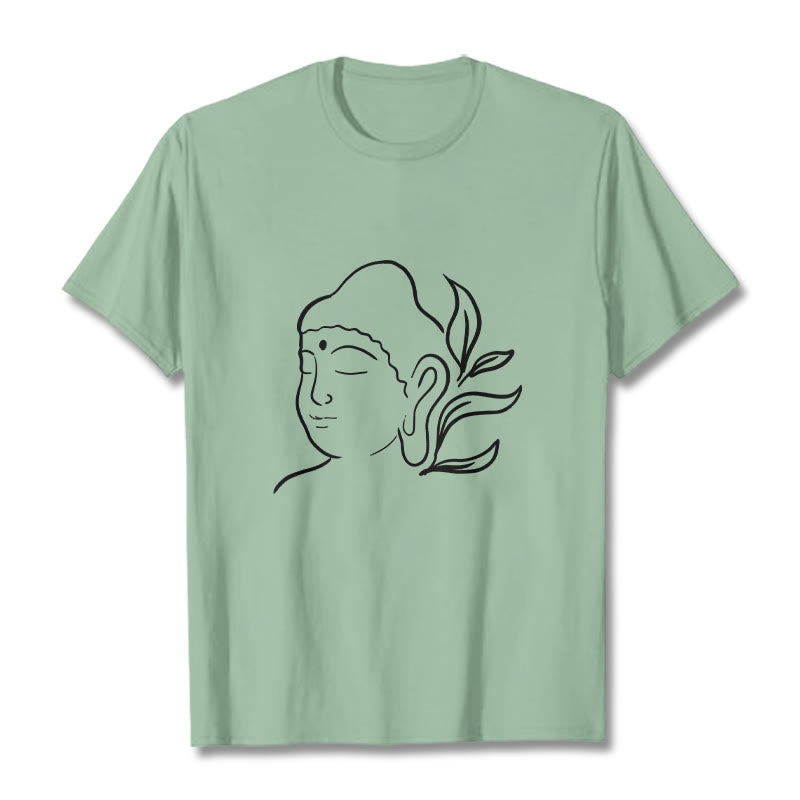 Buddha Stones Casual Buddha Face Pattern Tee T-shirt - PaleGreen - 2XL - image 15