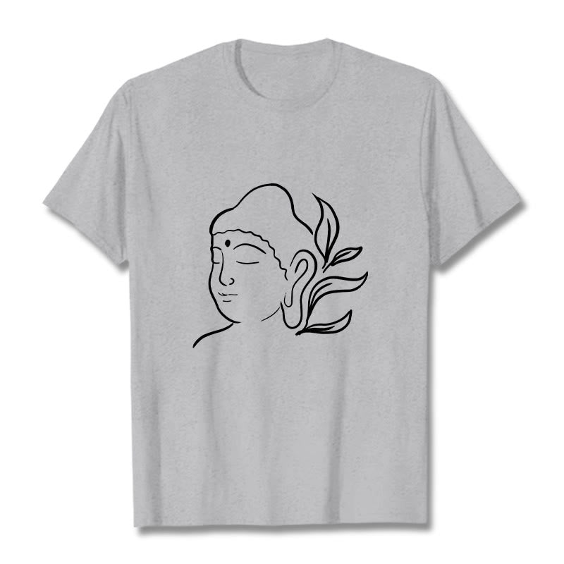 Buddha Stones Casual Buddha Face Pattern Tee T-shirt - LightGrey - 2XL - image 20