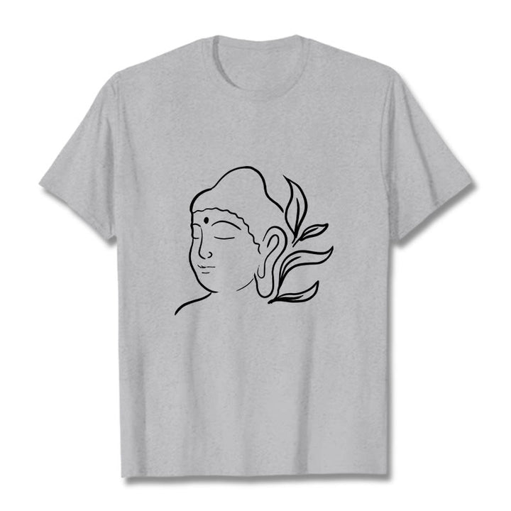 Buddha Stones Casual Buddha Face Pattern Tee T-shirt - LightGrey - 2XL - image 20