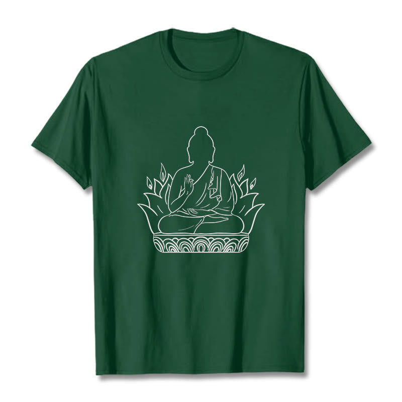 Buddha Stones Casual Meditation Buddha Pattern Tee T-shirt - ForestGreen - 2XL - image 11