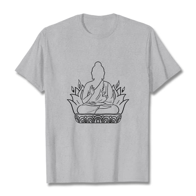 Buddha Stones Casual Meditation Buddha Pattern Tee T-shirt - LightGrey - 2XL - image 20