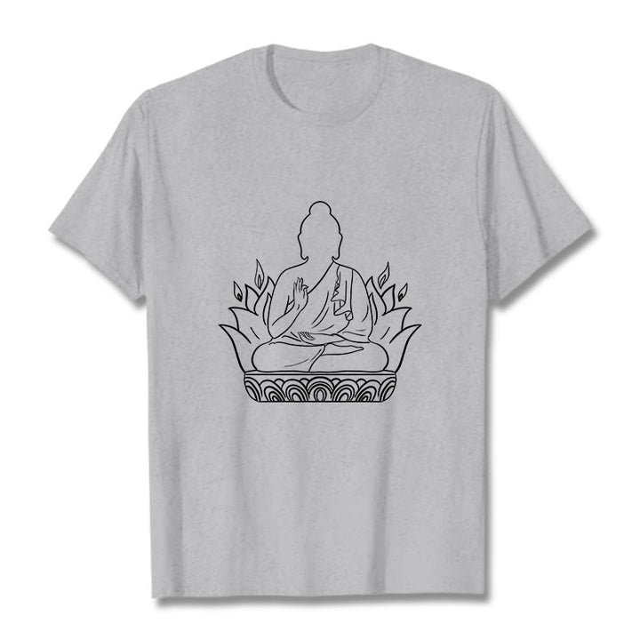 Buddha Stones Casual Meditation Buddha Pattern Tee T-shirt - LightGrey - 2XL - image 20