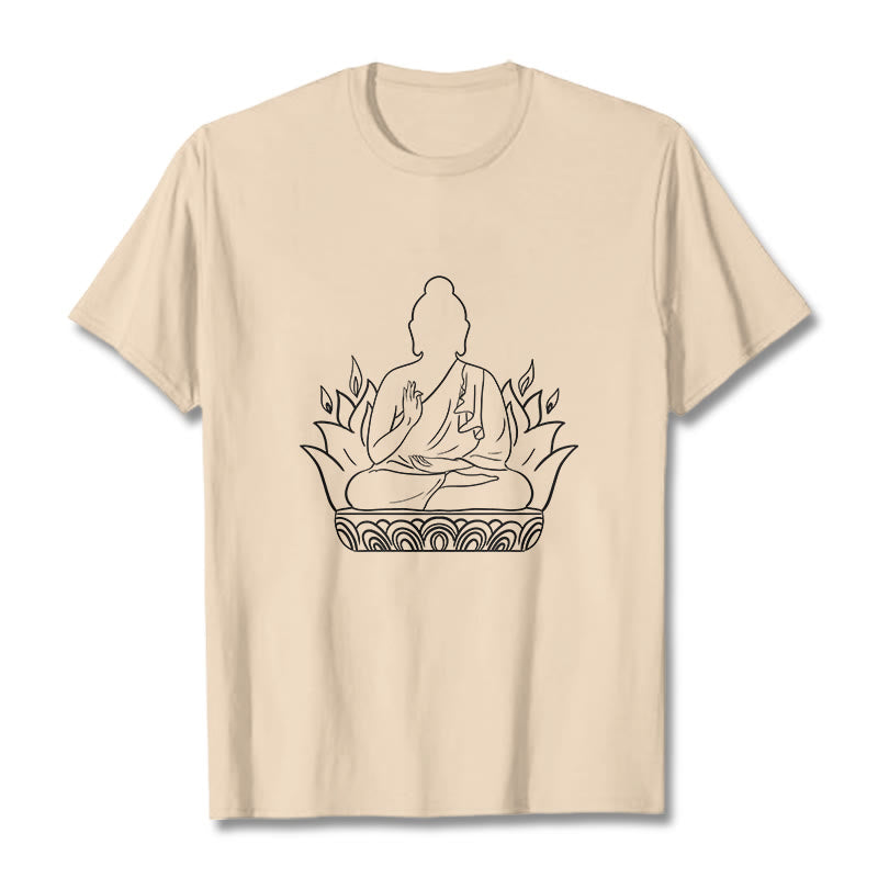 Buddha Stones Casual Meditation Buddha Pattern Tee T-shirt - Bisque - 2XL - image 1