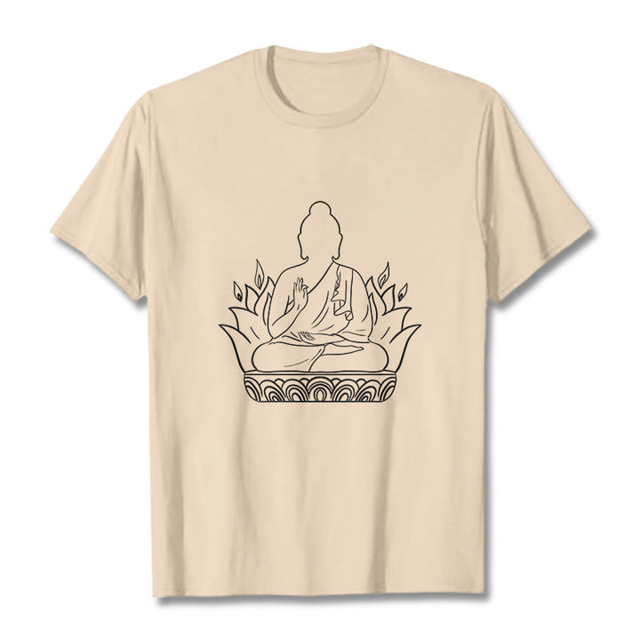 Buddha Stones Casual Meditation Buddha Pattern Tee T-shirt - Bisque - 2XL - image 1