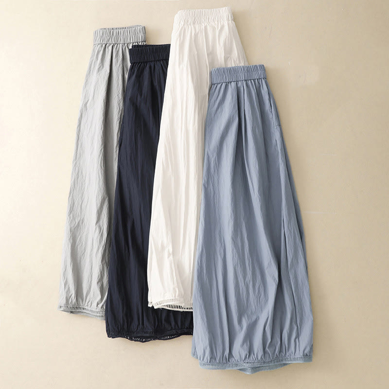 Buddha Stones Casual Hem Hollow Design Women's Cotton 7-8 Length Wide Leg Pants With Pockets - image 20