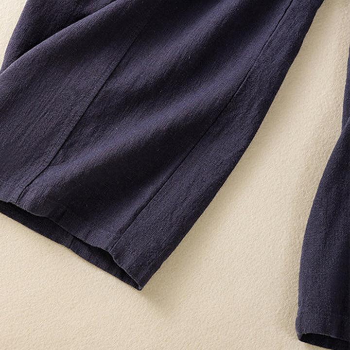 Buddha Stones Plain Simple Design High Waist Women's Cotton Linen Harem Pants With Pockets - image 24