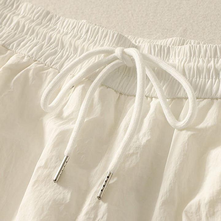 Buddha Stones Summer Vintage Plain Drawstring Cuffed Women's Pants With Pockets