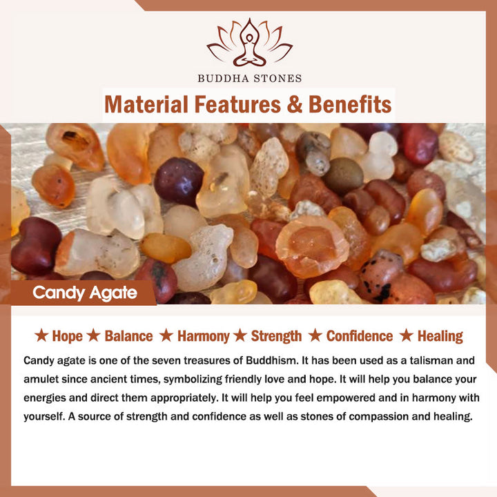 Buddha Stones Natural Colorful Candy Agate Golden Lotus Pod Healing Bracelet - image 5
