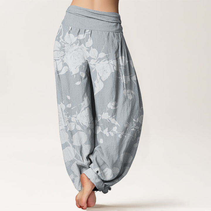 Buddha Stones Pure Cotton Blooming Budding Flowers Pattern Women's Elastic Waist Harem Pants - image 7