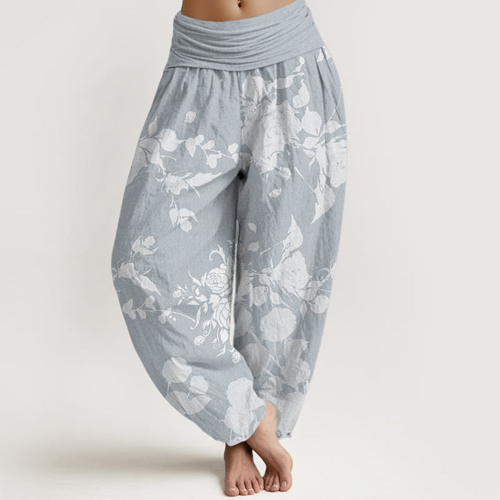 Buddha Stones Pure Cotton Blooming Budding Flowers Pattern Women's Elastic Waist Harem Pants - LightSkyBlue - US22，UK/AU26，EU54 (6XL) - image 6