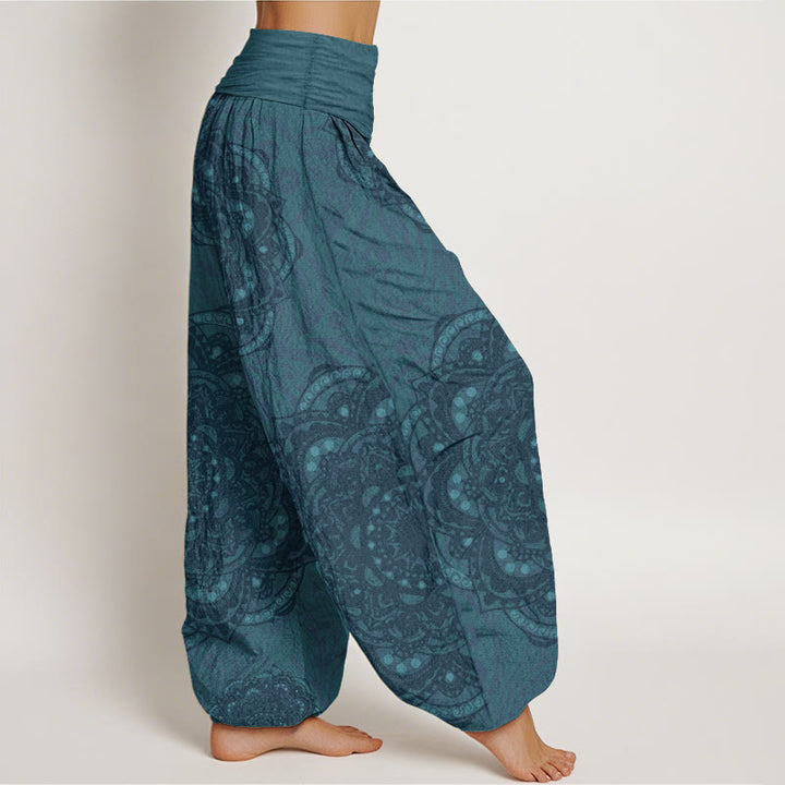 Buddha Stones Pure Cotton Mandalas Paisley Pattern Women's Elastic Waist Harem Pants