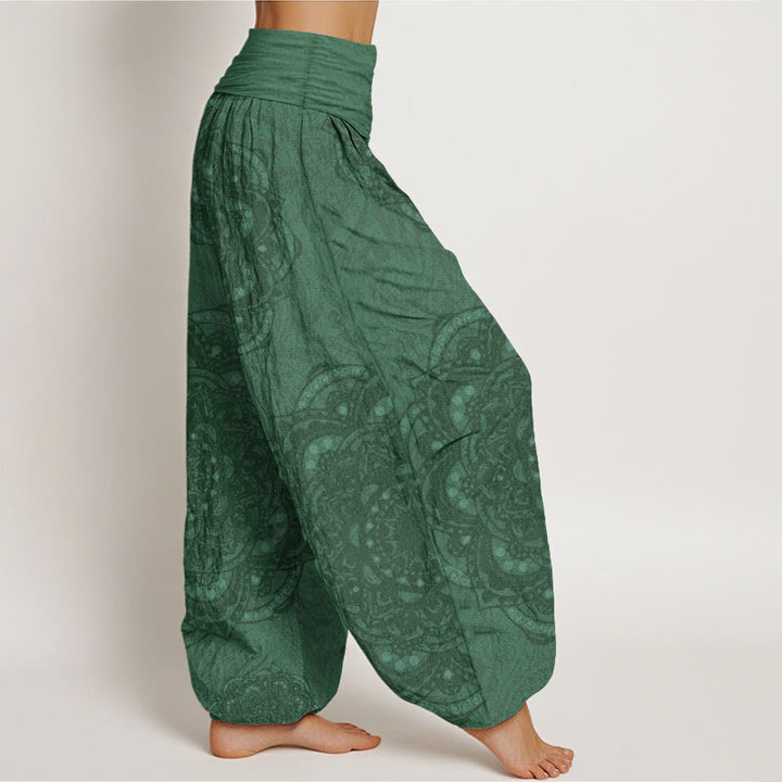Buddha Stones Pure Cotton Mandalas Paisley Pattern Women's Elastic Waist Harem Pants