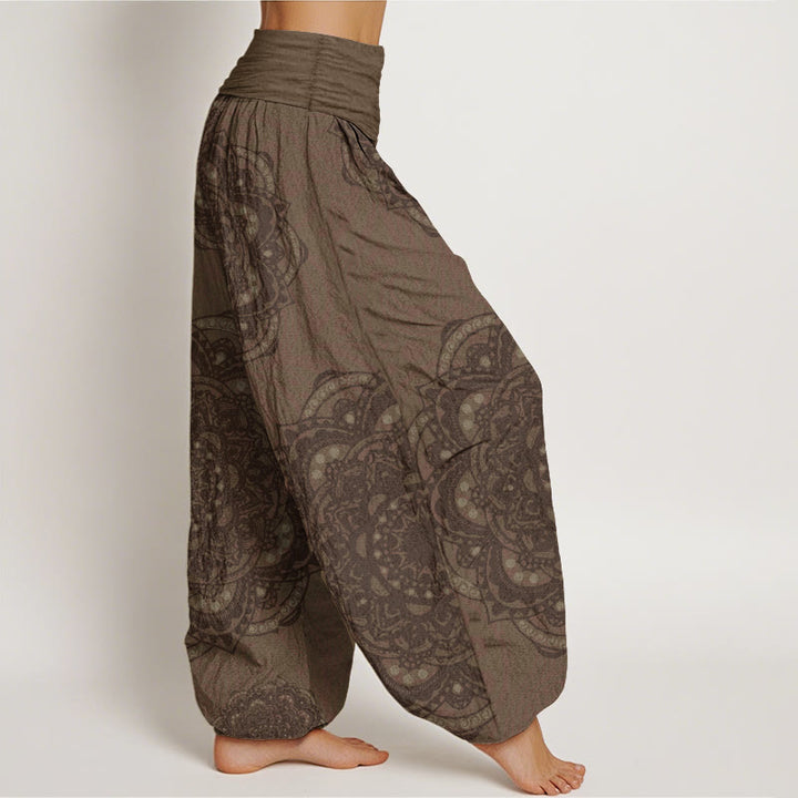Buddha Stones Pure Cotton Mandalas Paisley Pattern Women's Elastic Waist Harem Pants