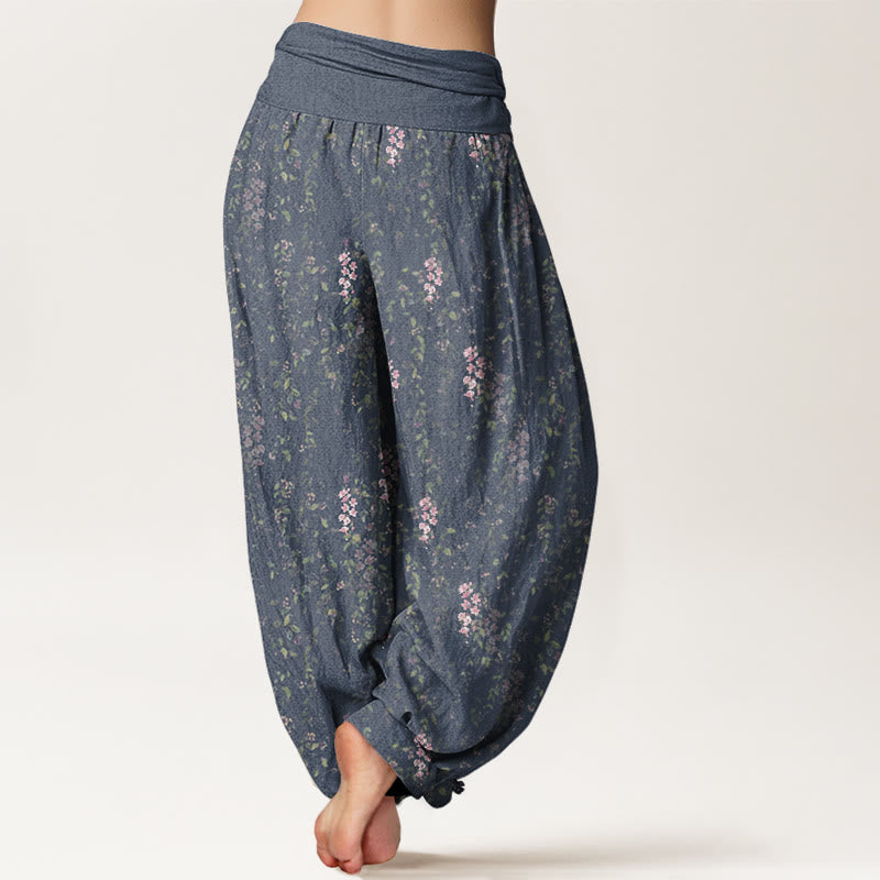 Buddha Stones Casual Tiny Flowers Pattern Women's Elastic Waist Harem Pants - image 6