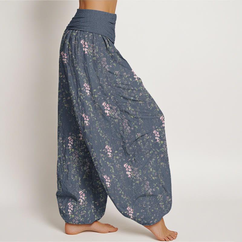 Buddha Stones Casual Tiny Flowers Pattern Women's Elastic Waist Harem Pants - image 6
