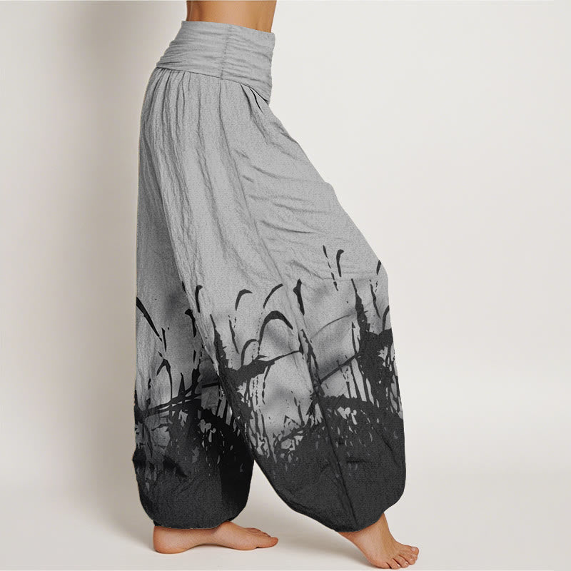 Buddha Stones Pure Cotton Wild Grass Pattern Women's Elastic Waist Harem Pants