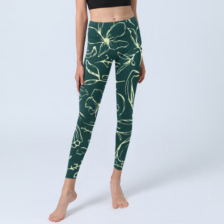 Buddha Stones Large Floral Petals Print Gym Leggings Women's Yoga Pants - image 6