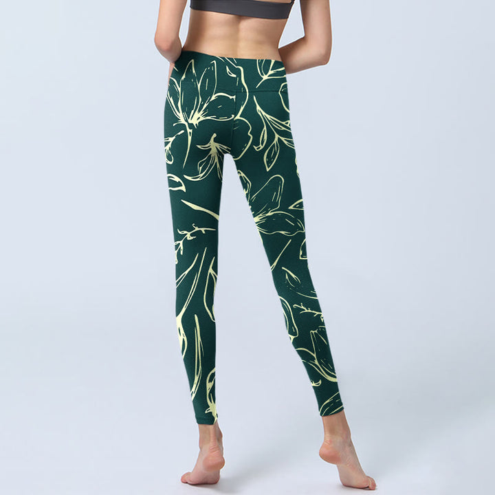 Buddha Stones Large Floral Petals Print Gym Leggings Women's Yoga Pants - image 7