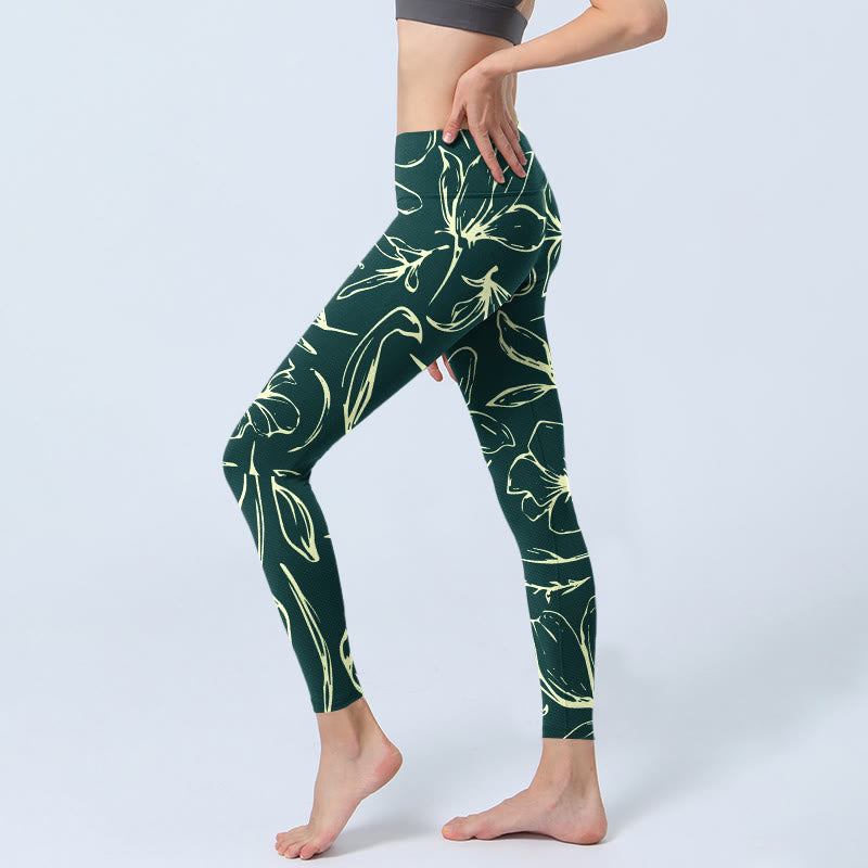 Buddha Stones Large Floral Petals Print Gym Leggings Women's Yoga Pants - image 2