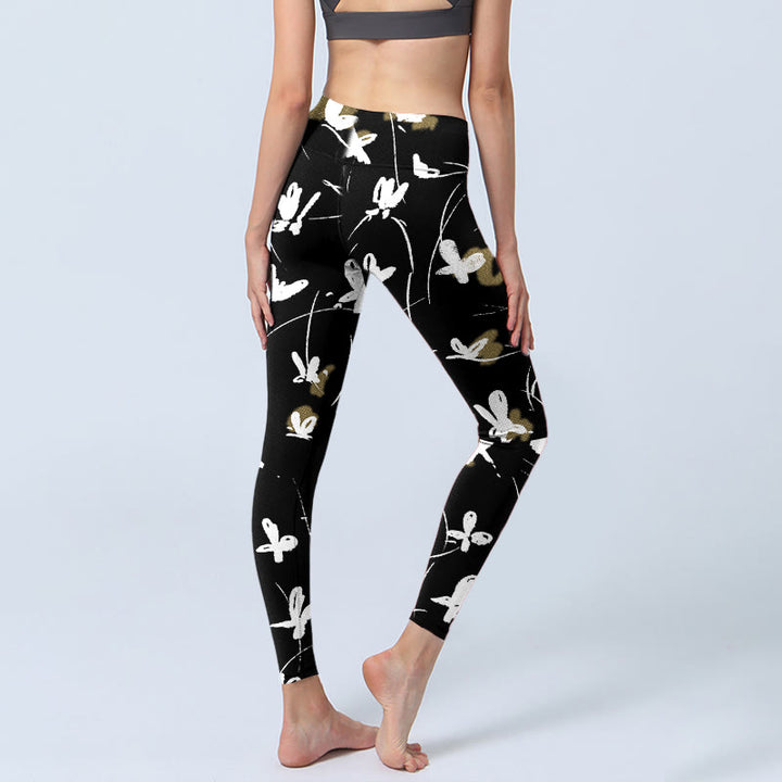 Buddha Stones White Butterflies Print Gym Leggings Women's Yoga Pants - image 5