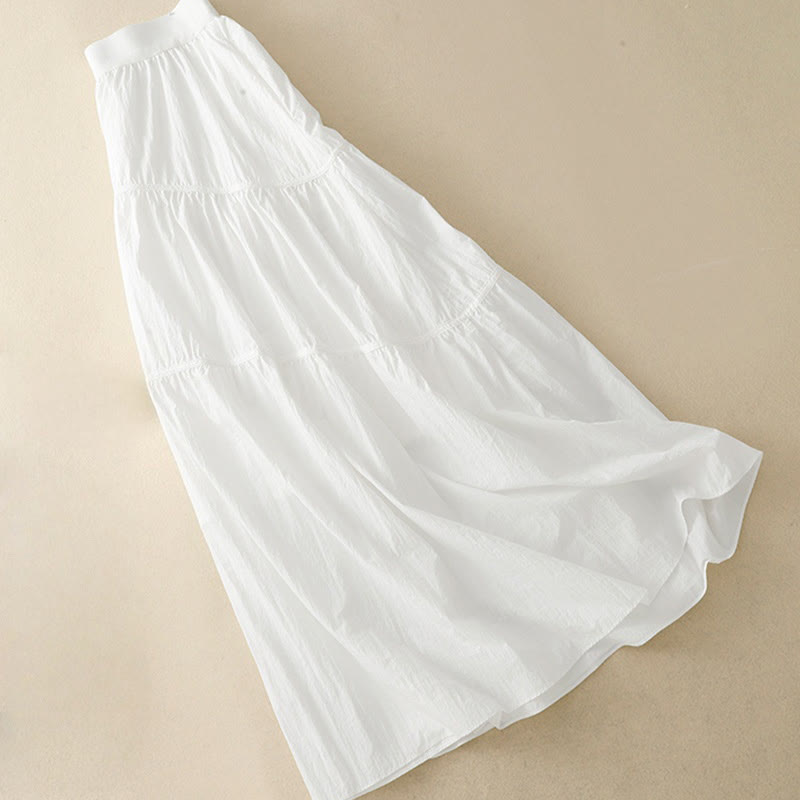 Buddha Stones Simple Lines Elastic Waist Women's Skirt With Pockets - image 2