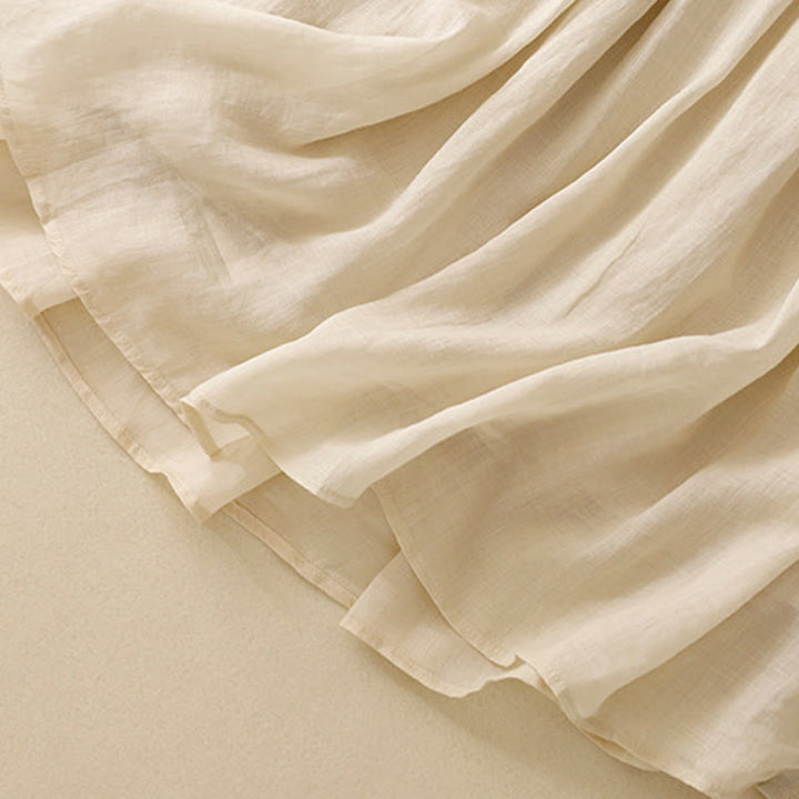 Buddha Stones Summer Solid Color Elastic Waist Drawstring Women's Skirt