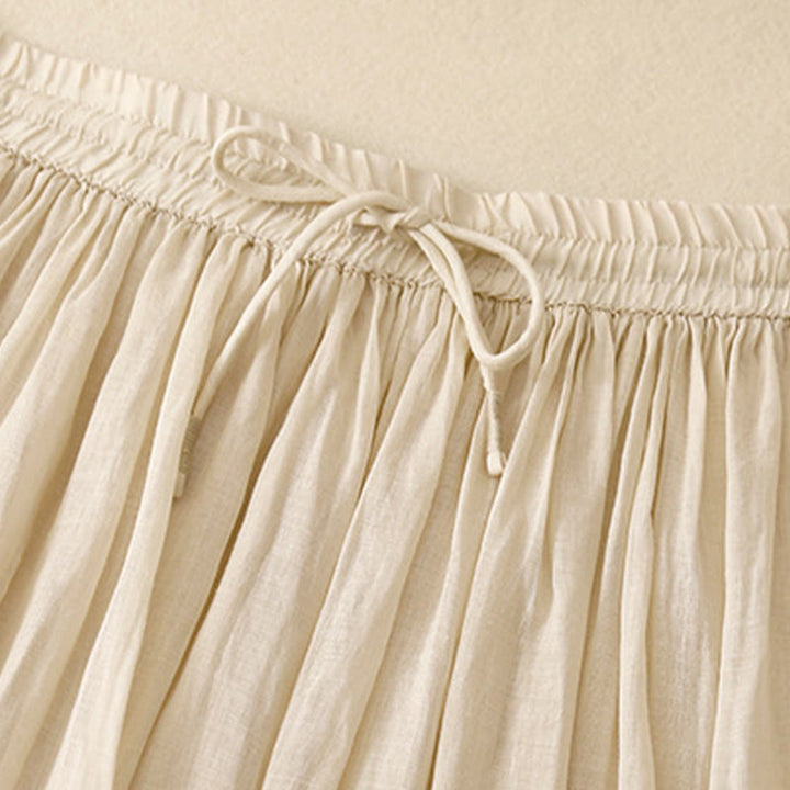Buddha Stones Summer Solid Color Elastic Waist Drawstring Women's Skirt