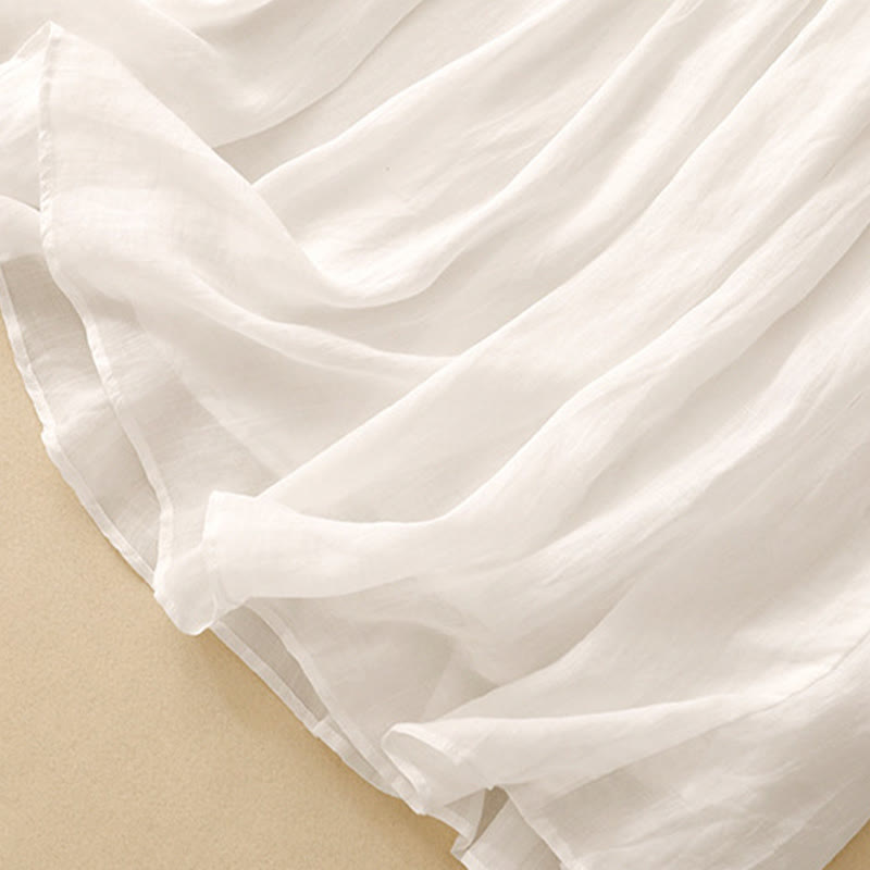 Buddha Stones Summer Solid Color Elastic Waist Drawstring Women's Skirt - image 4