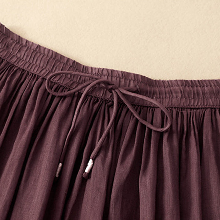 Buddha Stones Summer Solid Color Elastic Waist Drawstring Women's Skirt - image 17