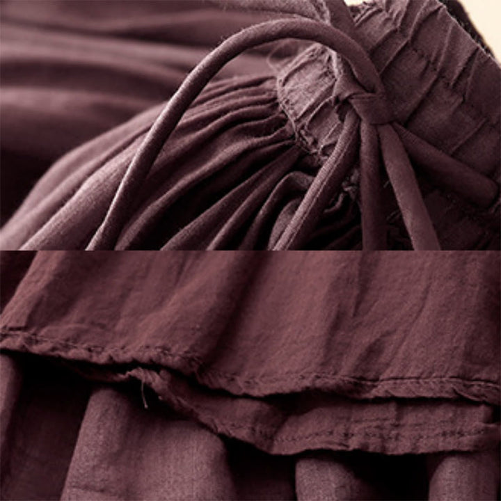 Buddha Stones Summer Solid Color Elastic Waist Drawstring Women's Skirt