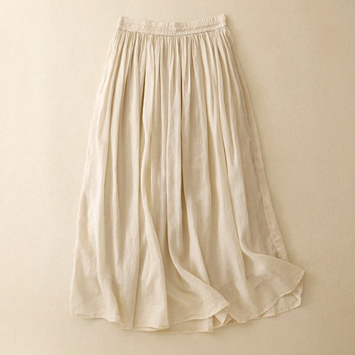Buddha Stones Summer Solid Color Elastic Waist Drawstring Women's Skirt
