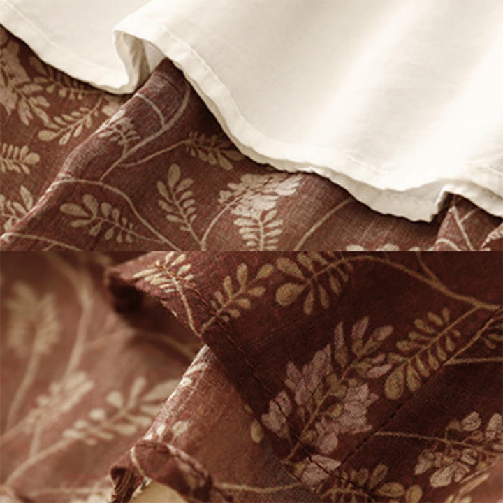 Buddha Stones Floral A-line Elastic Waist Cotton Linen Women's Skirt With Pockets - image 6