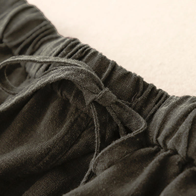 Buddha Stones Drawstring A-line Elastic Waist Cotton Women's Skirt - image 16