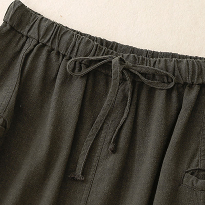 Buddha Stones Drawstring A-line Elastic Waist Cotton Women's Skirt - image 15