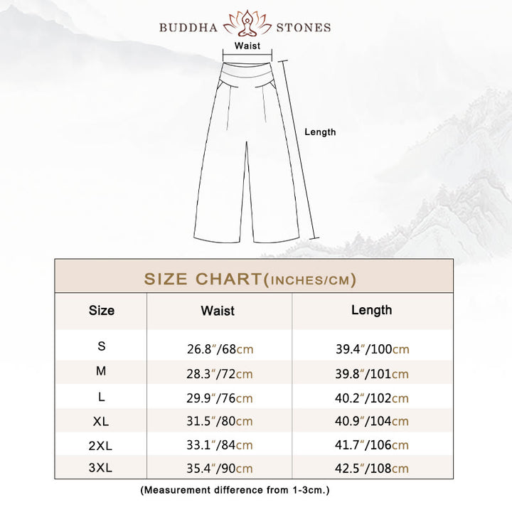 Buddha Stones Plain Color Cotton Linen High Waist Wide Leg Pants With Pockets - image 5