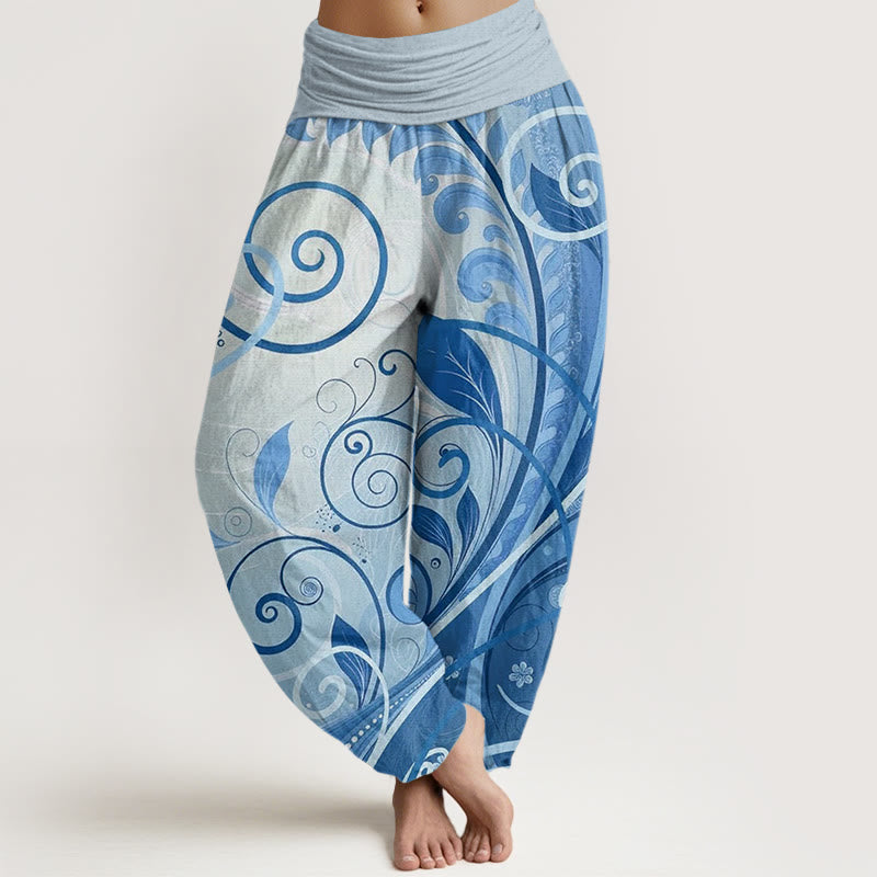 Buddha Stones Casual Vining Floral Pattern Women's Harem Pants - SkyBlue - US22，UK/AU26，EU54 (6XL) - image 5