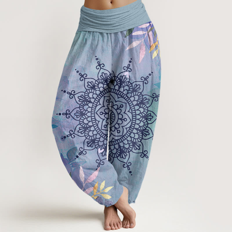 Buddha Stones Cotton Casual Mandala Pattern Women's Harem Pants - LightSteelBlue - US22，UK/AU26，EU54 (6XL) - image 4