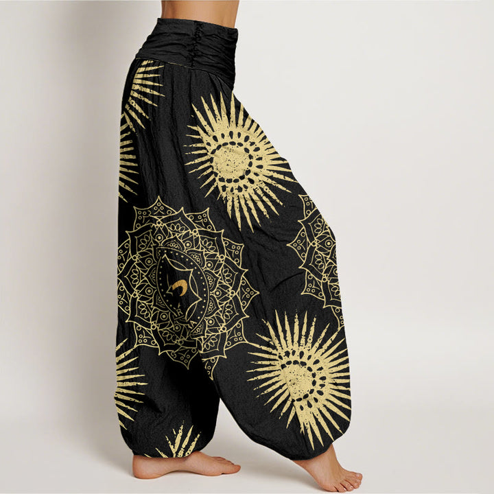 Buddha Stones Casual Mandala Om Symbol Sun Pattern Women's Harem Pants - image 3