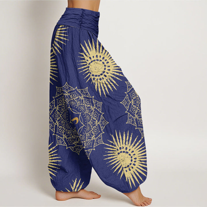 Buddha Stones Cotton Casual Mandala Om Symbol Sun Pattern Women's Harem Pants - image 6