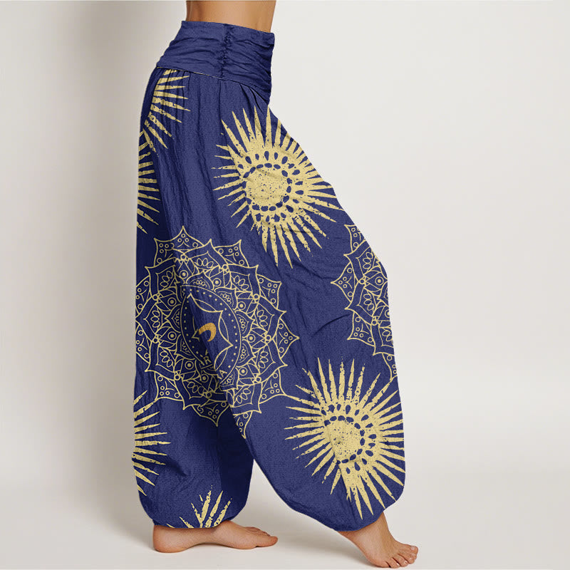 Buddha Stones Cotton Casual Mandala Om Symbol Sun Pattern Women's Harem Pants - image 6