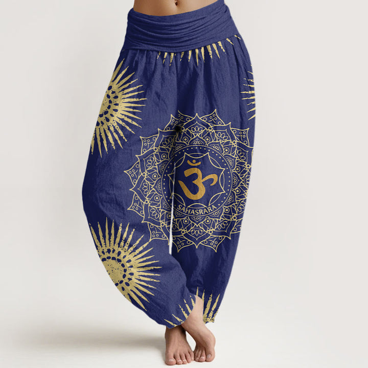 Buddha Stones Casual Mandala Om Symbol Sun Pattern Women's Harem Pants - DarkBlue - US22，UK/AU26，EU54 (6XL) - image 5
