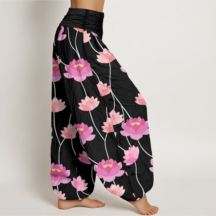 Buddha Stones Casual Lotus Flowers Pattern Women's Harem Pants - image 10