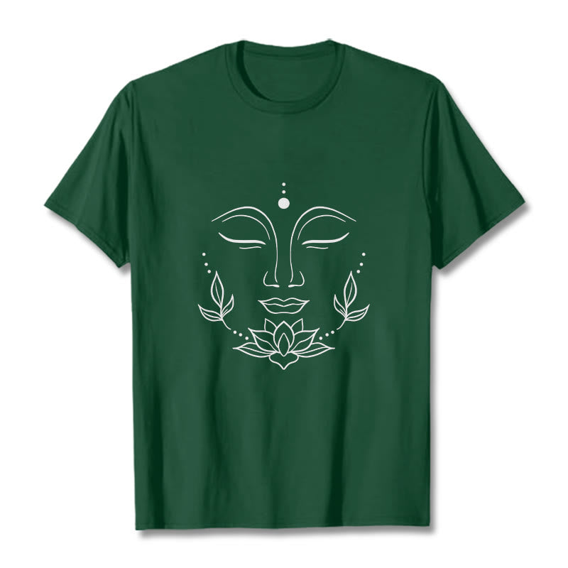 Buddha Stones Casual Buddha Face Lotus Flower Pattern Tee T-Shirt - ForestGreen - 2XL - image 11