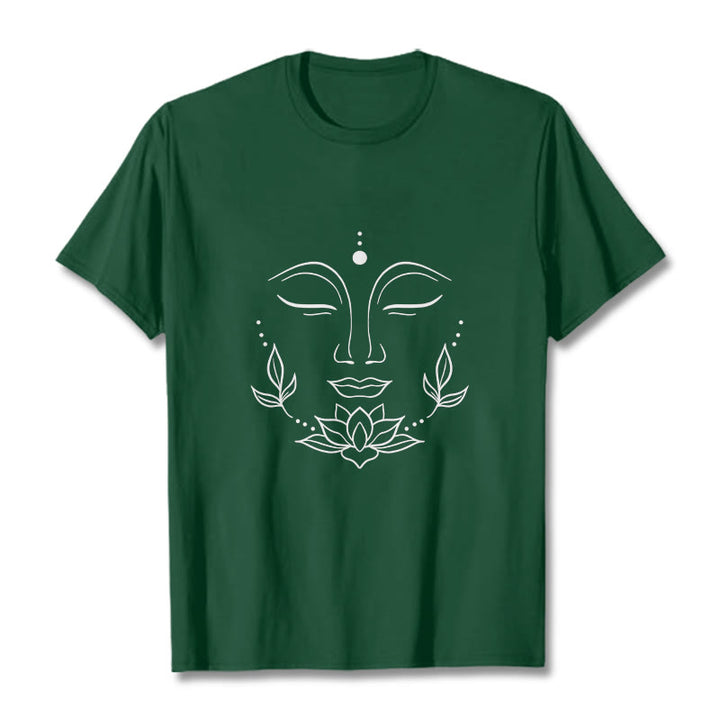 Buddha Stones Casual Buddha Face Lotus Flower Pattern Tee T-Shirt - ForestGreen - 2XL - image 11
