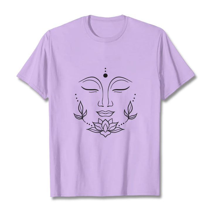 Buddha Stones Casual Buddha Face Lotus Flower Pattern Tee T-Shirt - Plum - 2XL - image 17