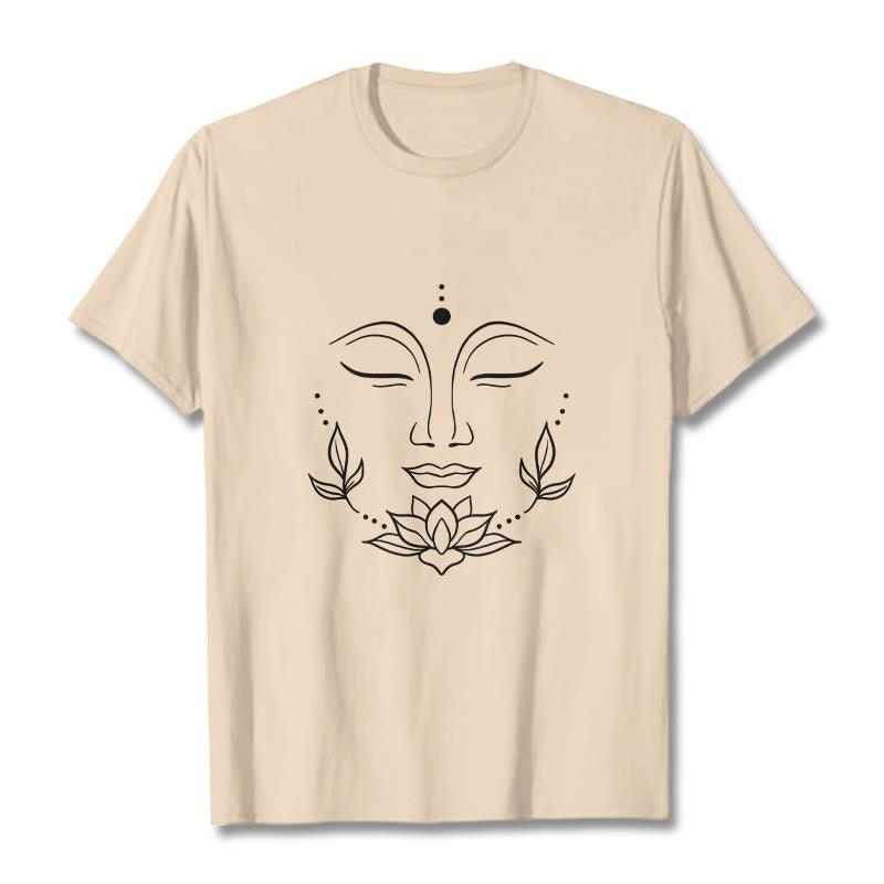 Buddha Stones Casual Buddha Face Lotus Flower Pattern Tee T-Shirt - Bisque - 2XL - image 9