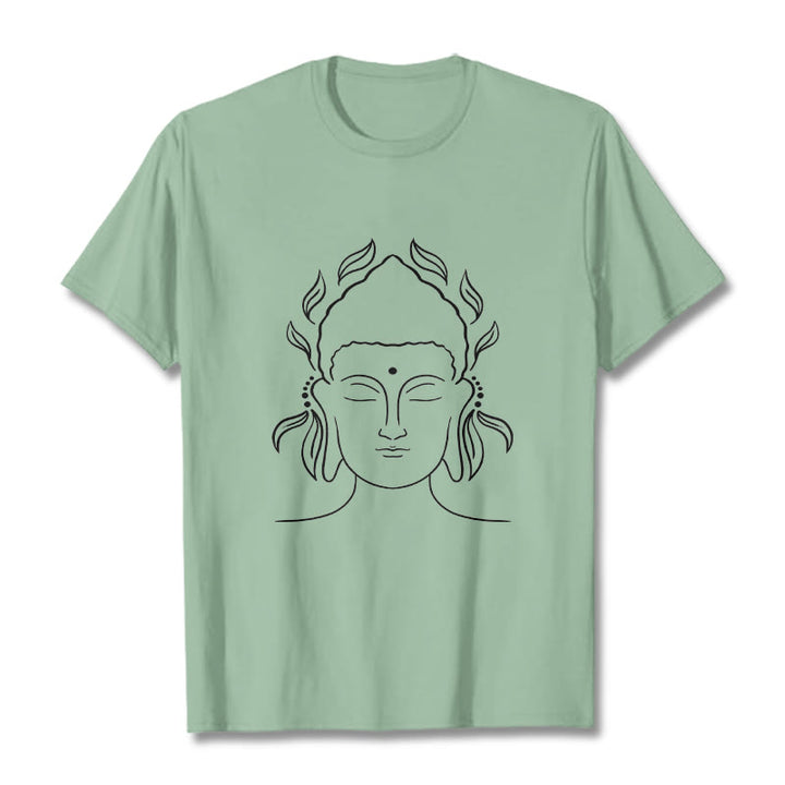 Buddha Stones Casual Buddha Outline Lotus Petal Pattern Tee T-shirt - PaleGreen - 2XL - image 15