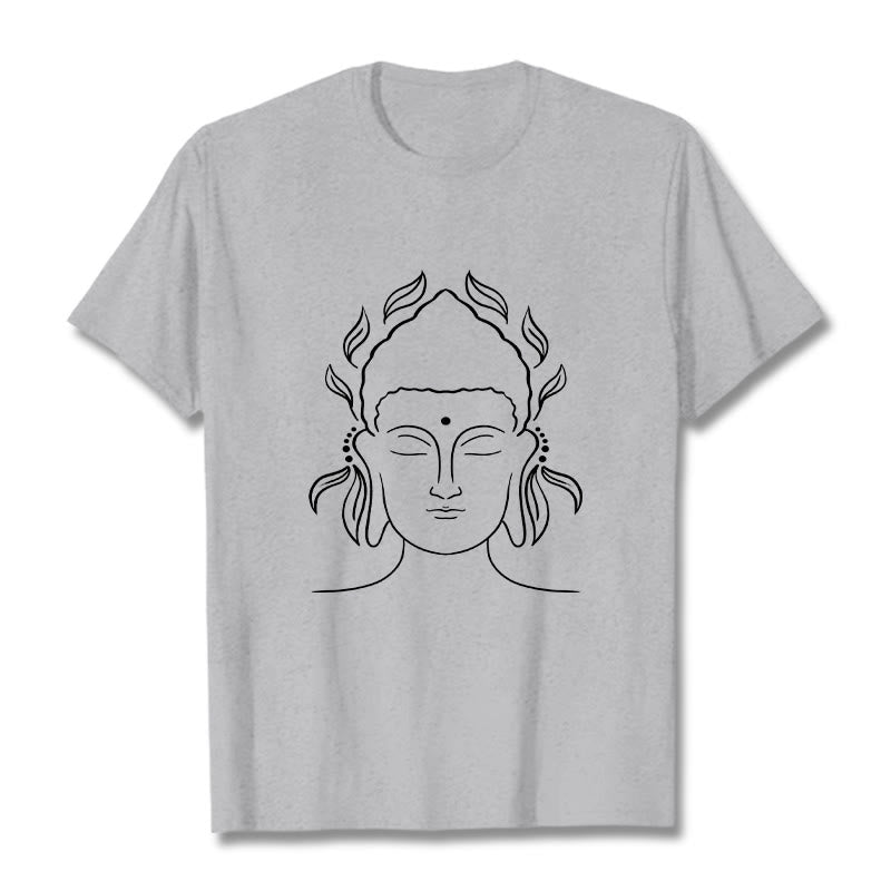 Buddha Stones Casual Buddha Outline Lotus Petal Pattern Tee T-shirt - LightGrey - 2XL - image 20